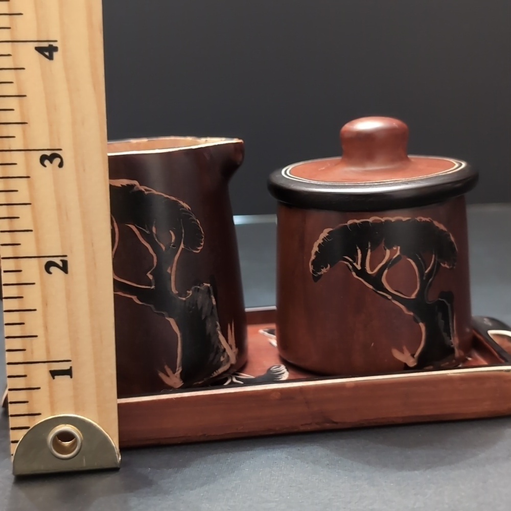 Kuku Hut,Hand carved Brown Stone Sugar And Creamer Set with Tray. - Picture 16 of 16